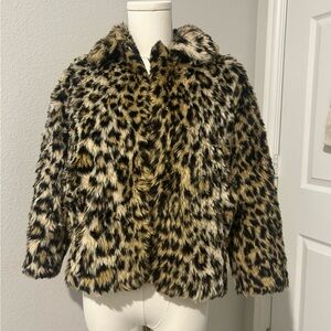 Crewcuts Girls Leopard Print Faux Fur Coat